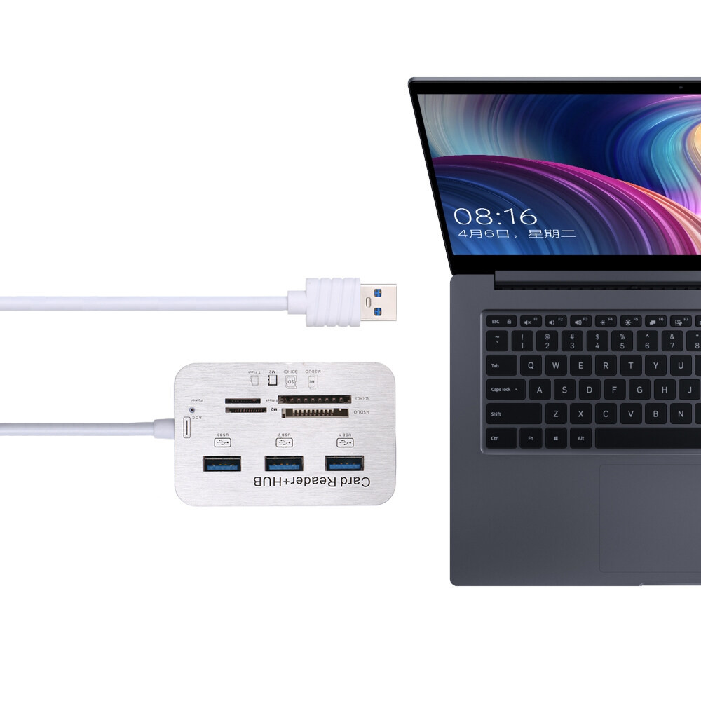 HXSJ 7 Ports HUB All in One Card Reader USB 2.0 USB 3.0 USB 3.1 USB C Type C 3 USB3.1 Hub With MS SD M2 TF for PC Windows XP windows 7 8 Mac OS Linux