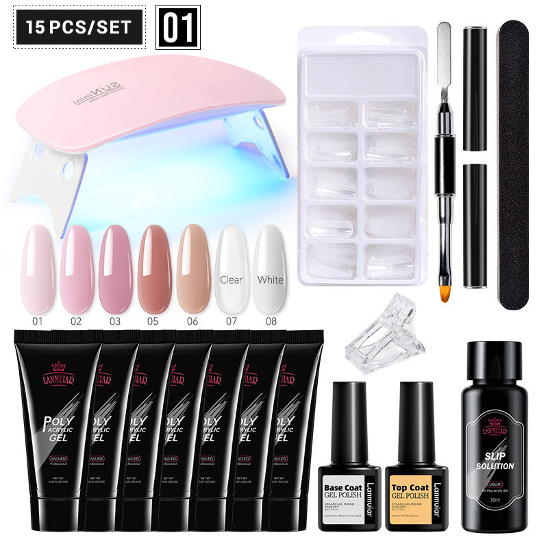 Polygel Nail Kit Nail Builder Kit Nail Extension Kit with UV Lamp Top Coat Base Coat All-in-One for Nail Starter Different Nail Art Ideas DIY Home Manicure