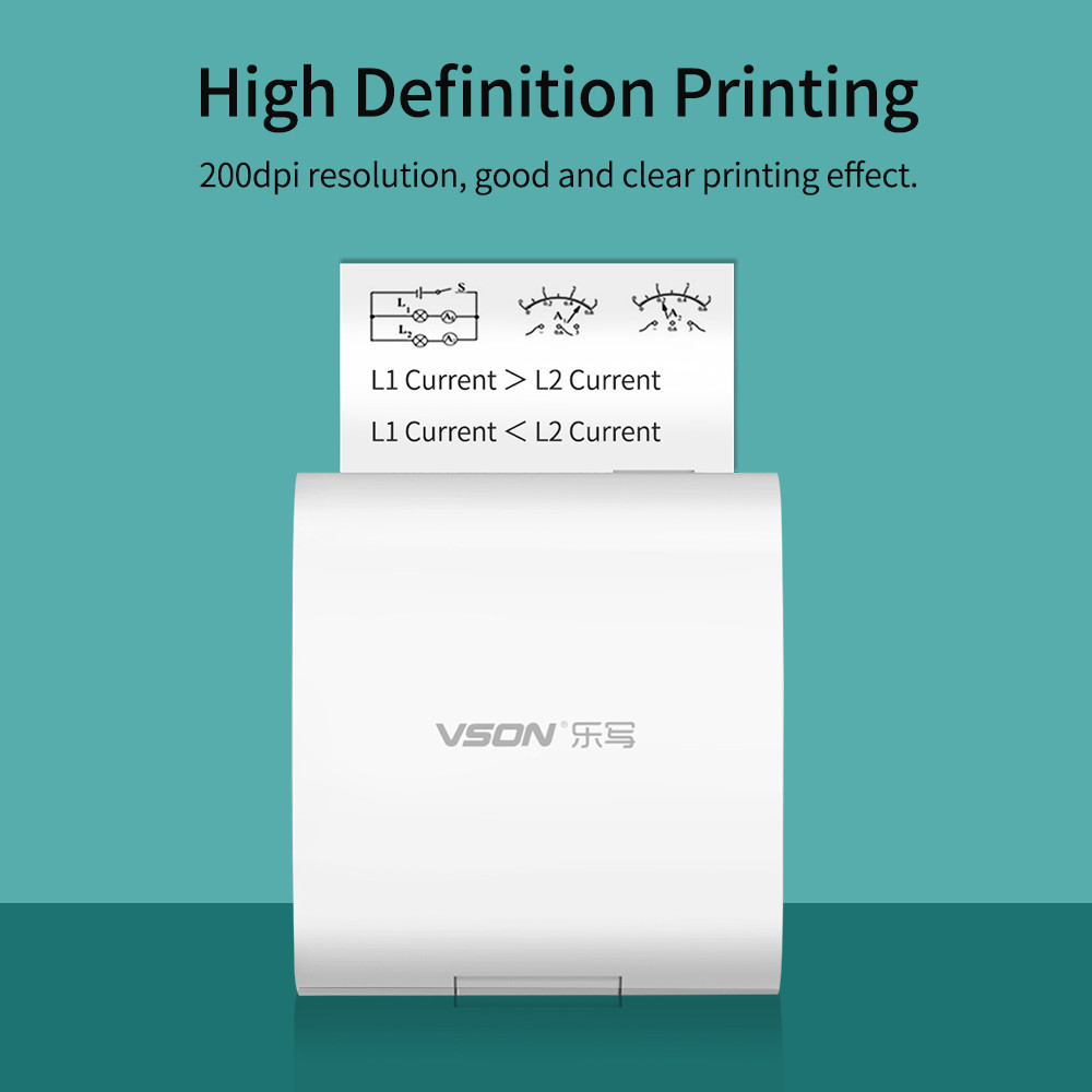 Mini Pocket Printer Portable Thermal Printer 300dpi BT Wireless Printer with 1 Roll Thermal Paper Compatible with Android iOS for Printing Error Photo Memo List Receipt Label Sticker