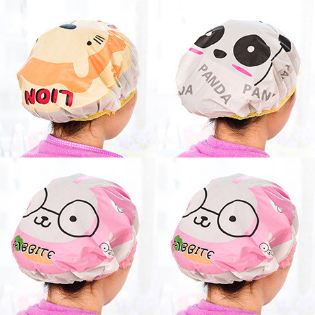 HS231079 Cartoon Animal Baby Shower Cap Kids Hair Cap PVC Reusable Hair Bonnet Waterproof Shower Cap For Baby Children Bath Product