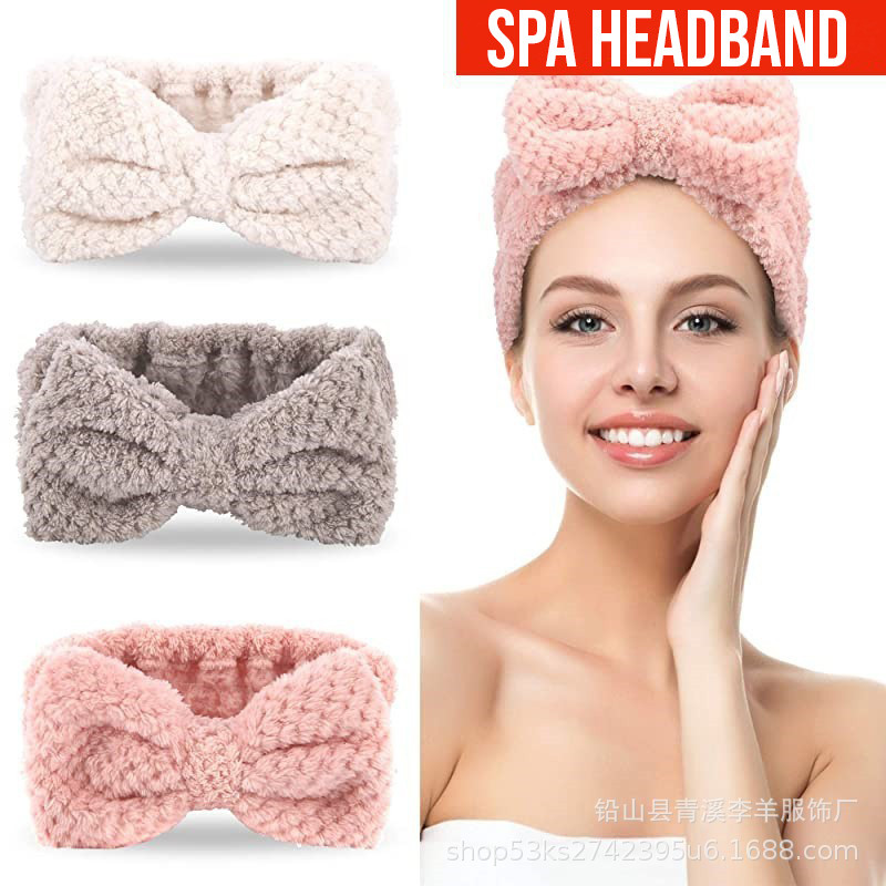 Cute Elastic Hair Headband Bathroom Winter Spa Makeup Coral Fleece Face Wash Cosmetic Hair Accessories