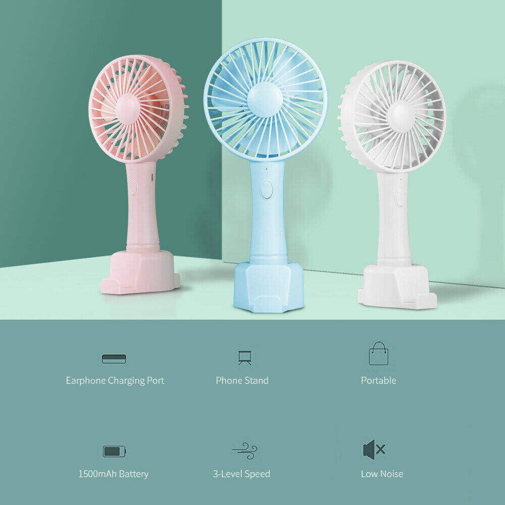 K61 Mini USB Fan Rechargeable Handheld Fan Desktop 3-level Electronic Fan Pink MDZ