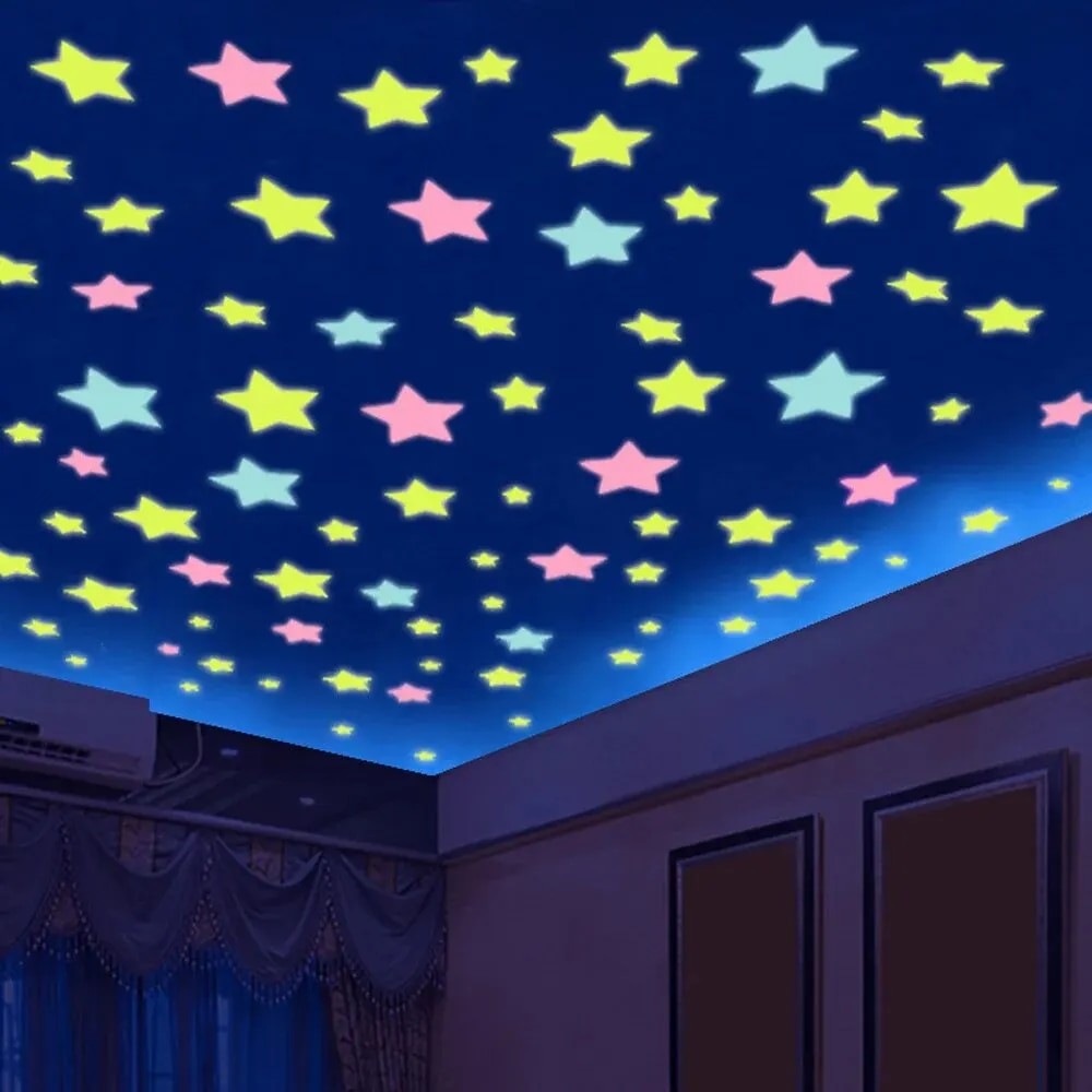 Star Stickers for CHILDREN'S Room Bedroom Ceiling Illuminated Plastic Wall Stickers Home Decoration