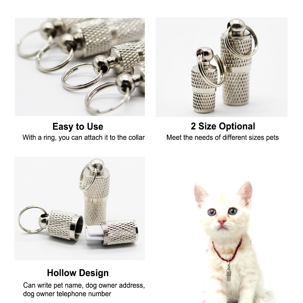 Pet Dog Cat ID Tag Tube Pet Name Address Phone Number Identification Label Collar Prevent Dog Cat Lost MDZ