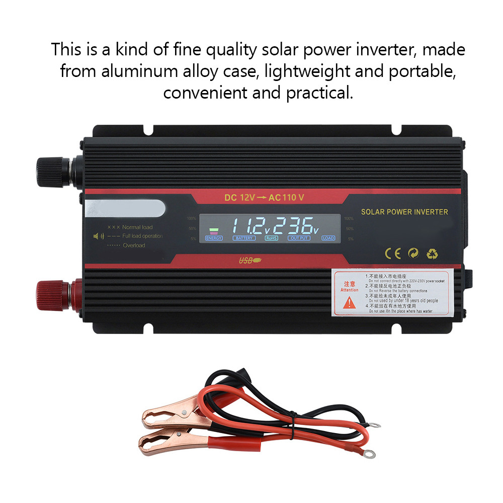 Intelligent Solar Power Car Inverter Modified Sinewave Converter with LCD Display