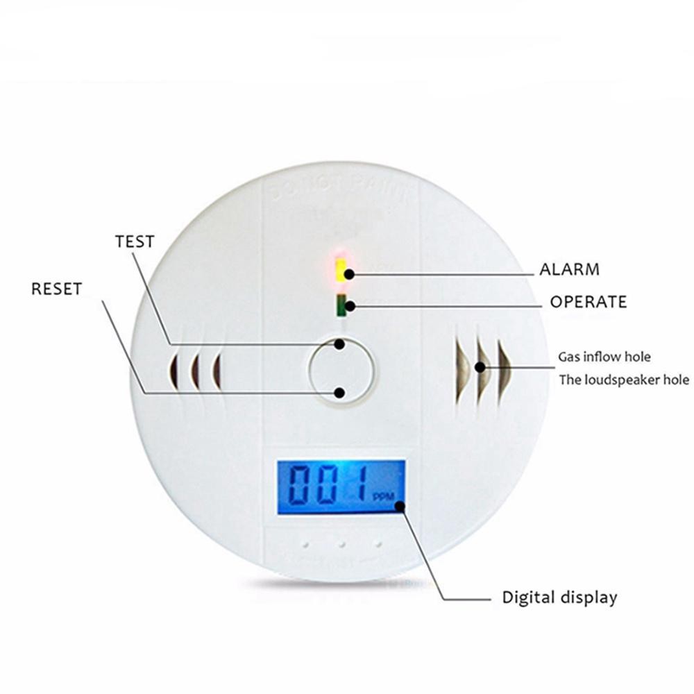 LCD Carbon Monoxide Detector CO Gas CO Carbon Monoxide Detector High Sensitivity Detector Smoke Alarm Poisoning Smoke Fire Security Alarm Warning Sensor Home Security MDZ